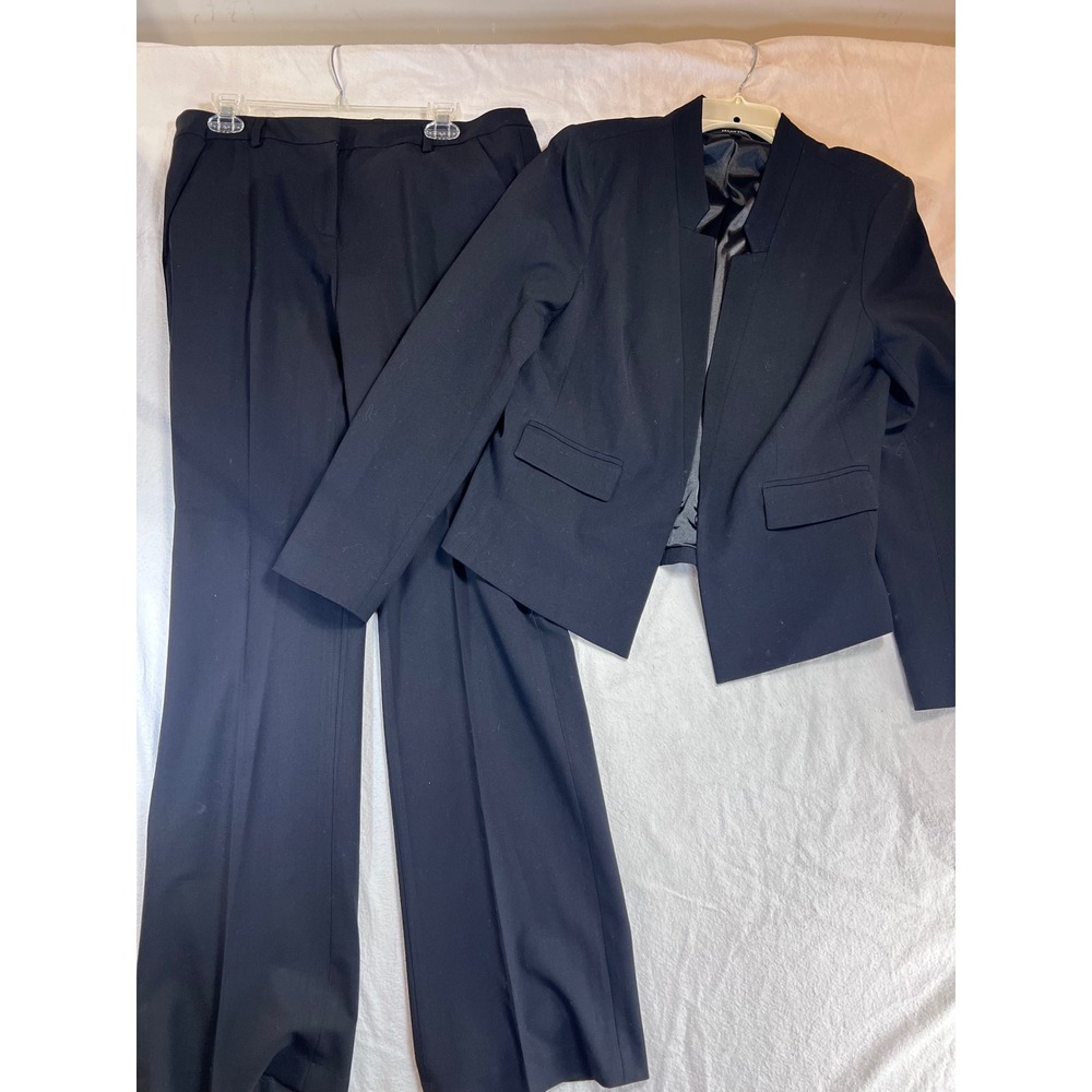 Ellen Tracy Womens Black 2 Piece Pant Suit Blazer Trouser Set Sz 10 professional